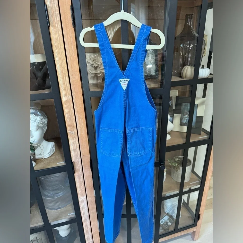 Vintage 1980s OshKosh B’Gosh toddler overalls cotton cobalt blue vestbak boy